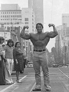 1974: Arnold Schwarzenegger in Melbourne, Australia.