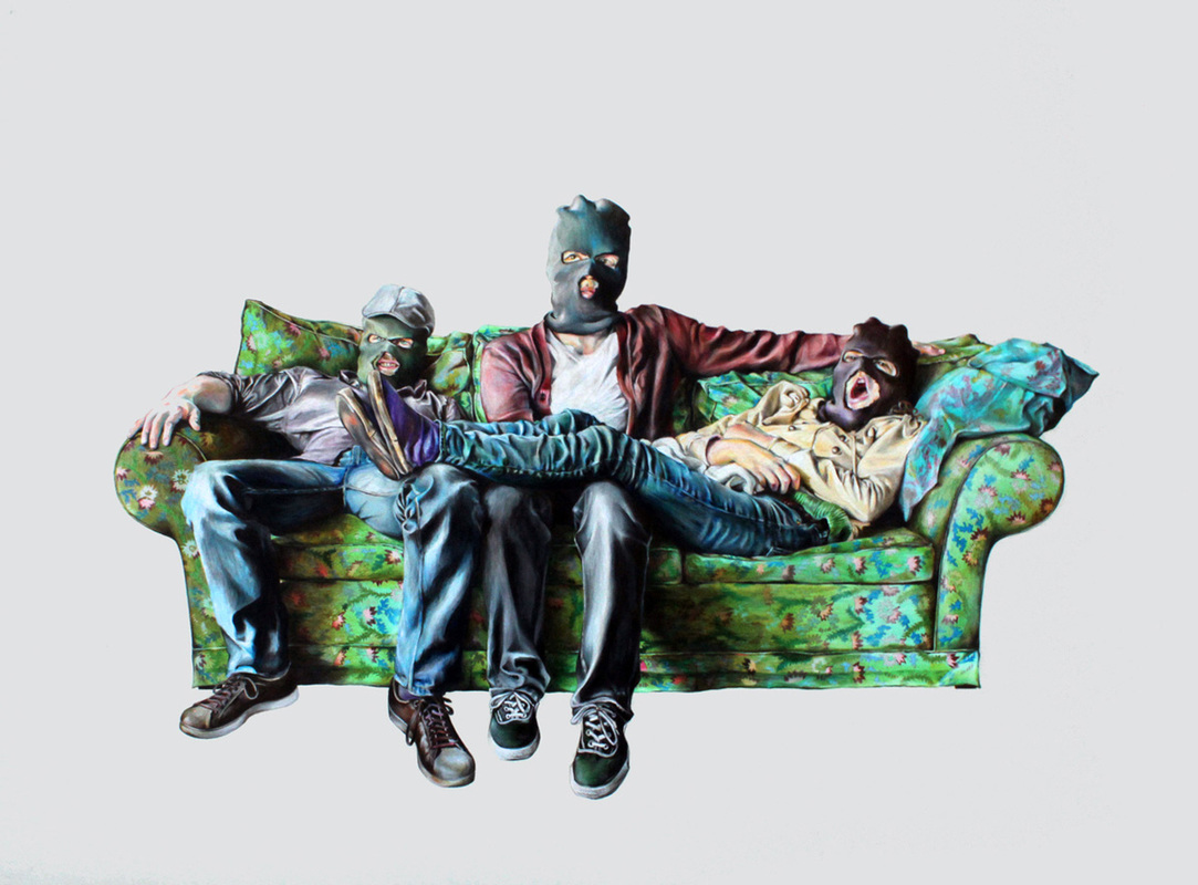 Michelle Ramin, 'Three Aliases' [Colored Pencil on Paper, 22 x 30 inches] in the Jimenez-Colon permanent collection in Puerto Rico.