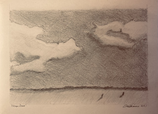 Chase scene (drawing, 2021) Stephen J Williams