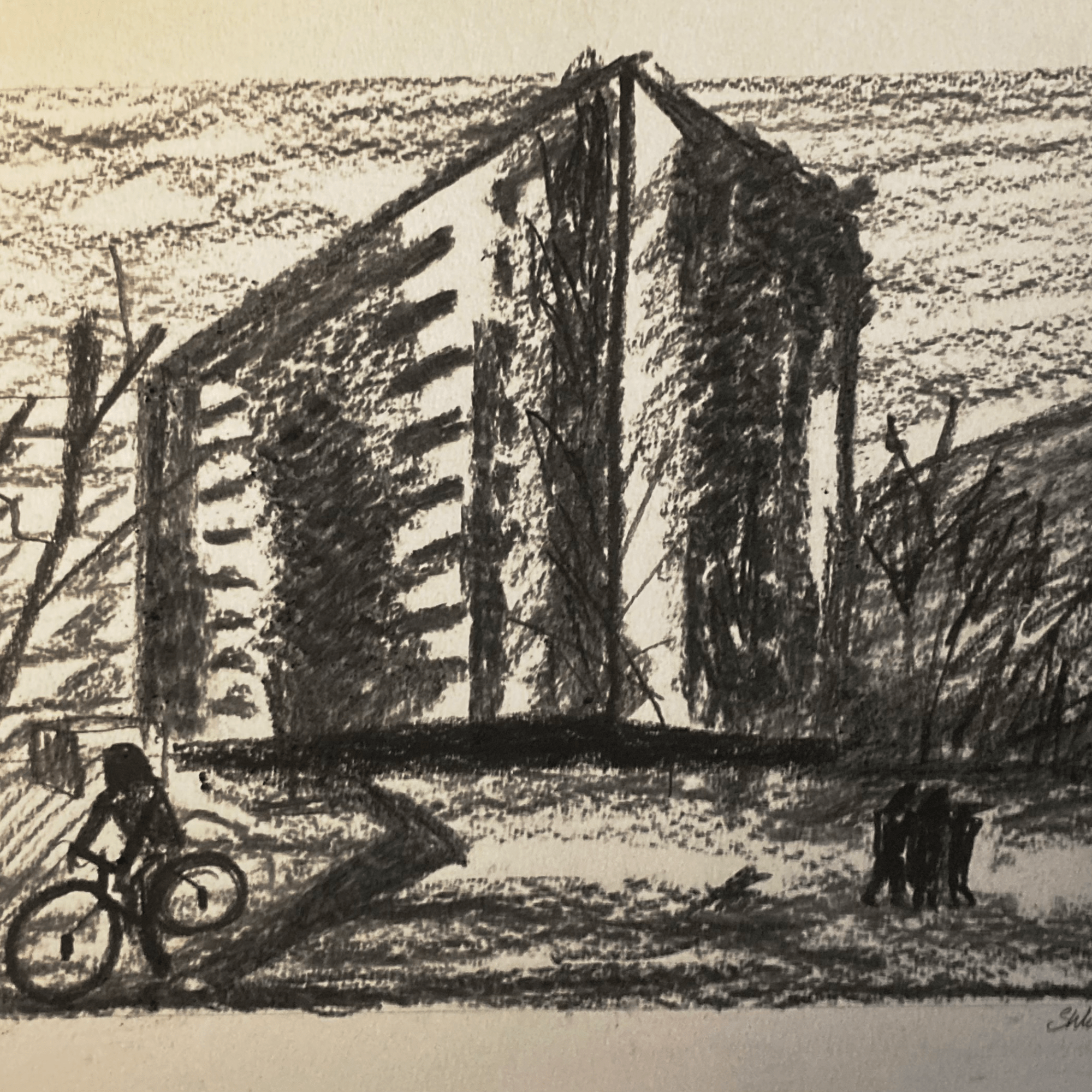 Scene in Mariupol broadcast on YouTube 2 (charcoal, 20220408) Stephen J. Williams