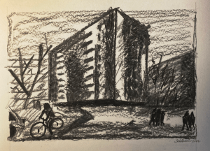 Scene in Mariupol broadcast on YouTube 2 (charcoal, 20220408) Stephen J. Williams