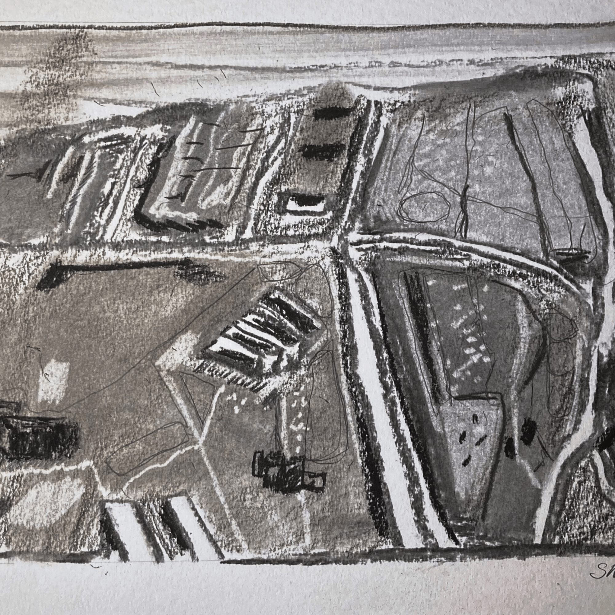 Scene in Mariupol broadcast on YouTube 4 (charcoal, 20220408) Stephen J. Williams