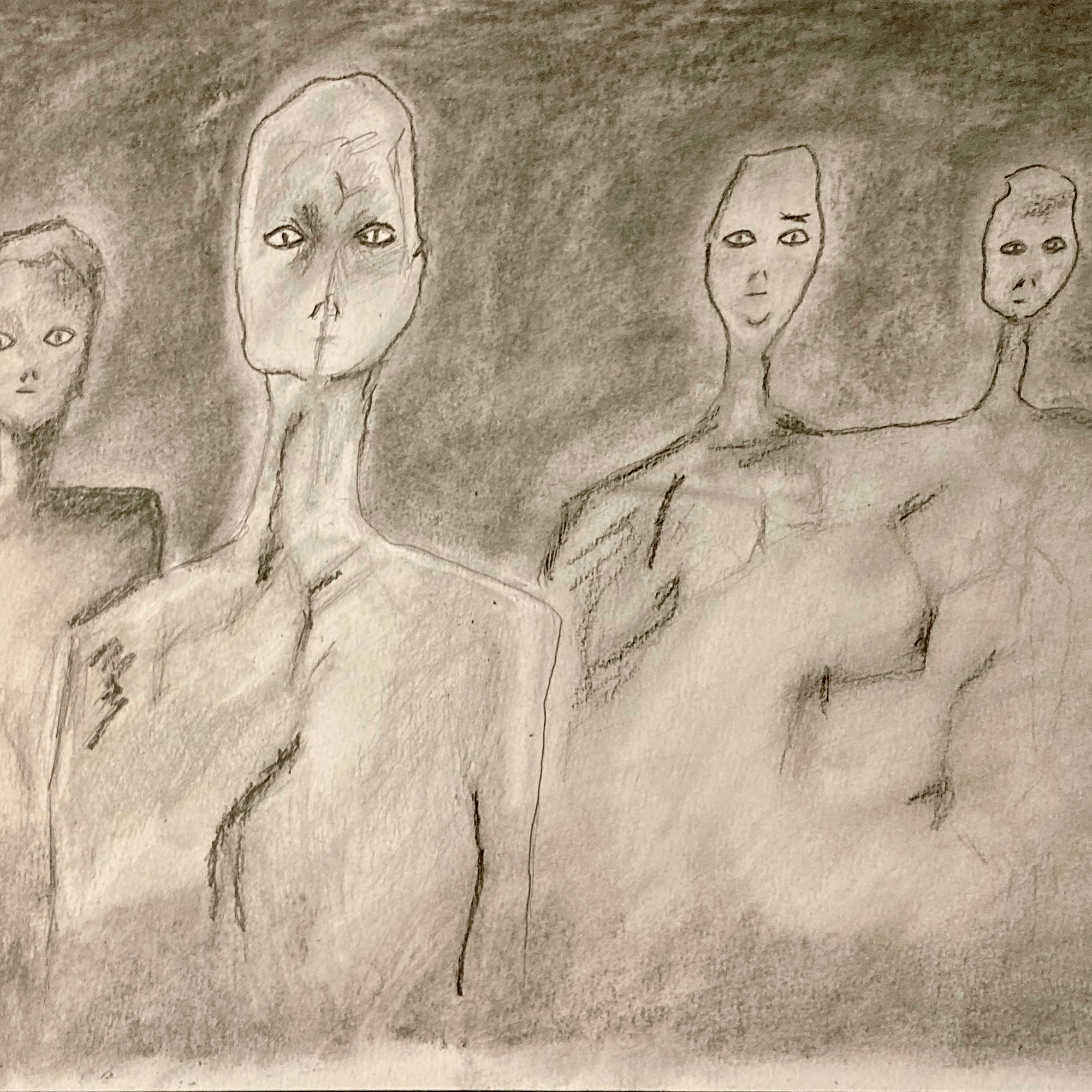 Lime plaster Jordanian sculptures (pencil, 20220410) Stephen J. Williams