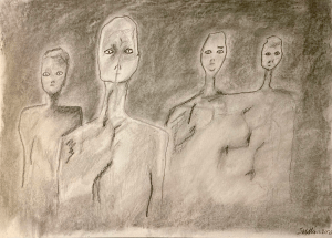 Lime plaster Jordanian sculptures (pencil, 20220410) Stephen J. Williams