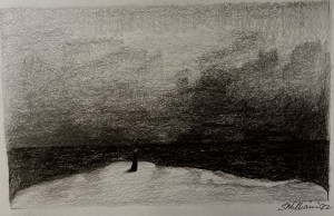 Monk on film (pencil, 20220530) Stephen J. Williams