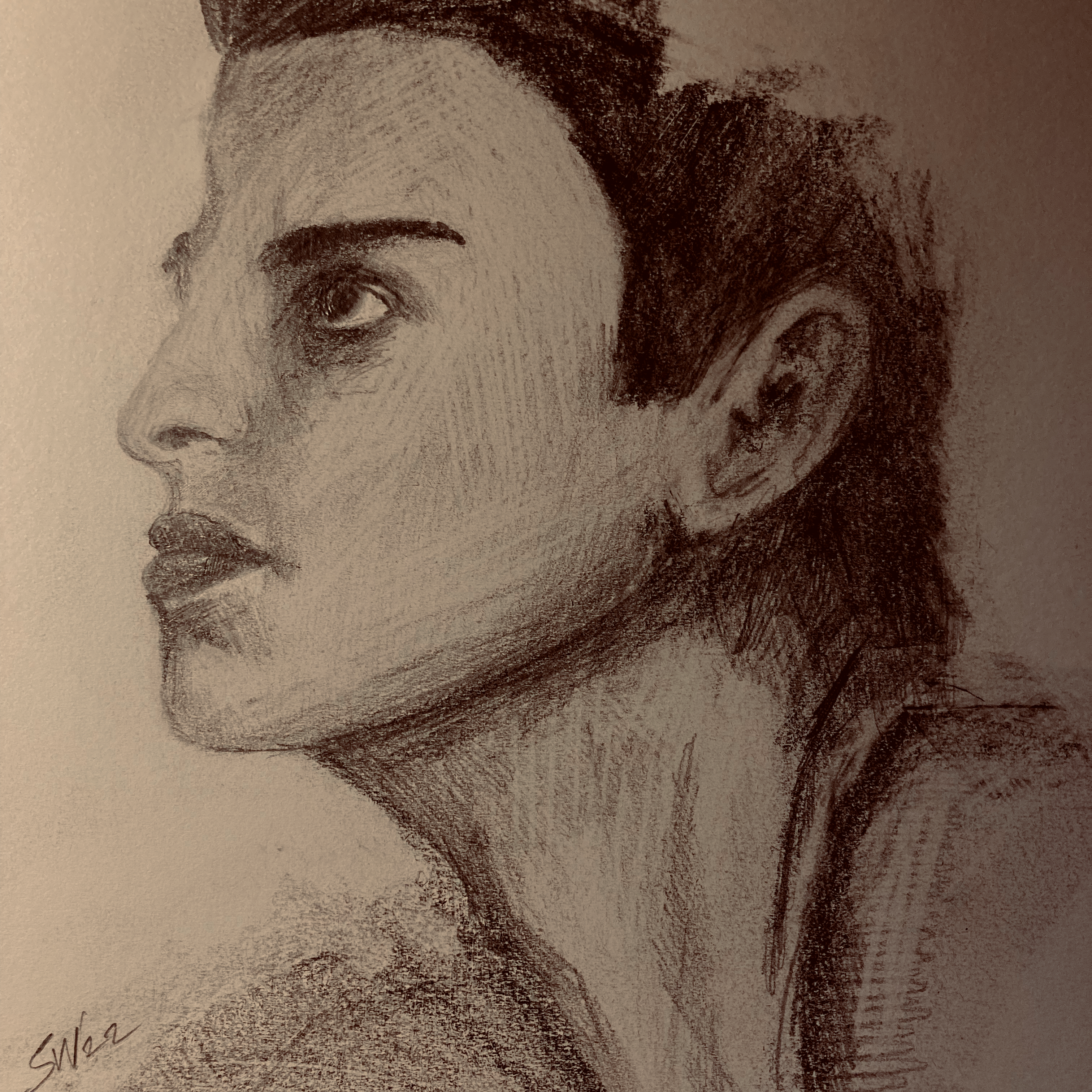 Sketchbook head (pencil, 20220512) Stephen J. Williams