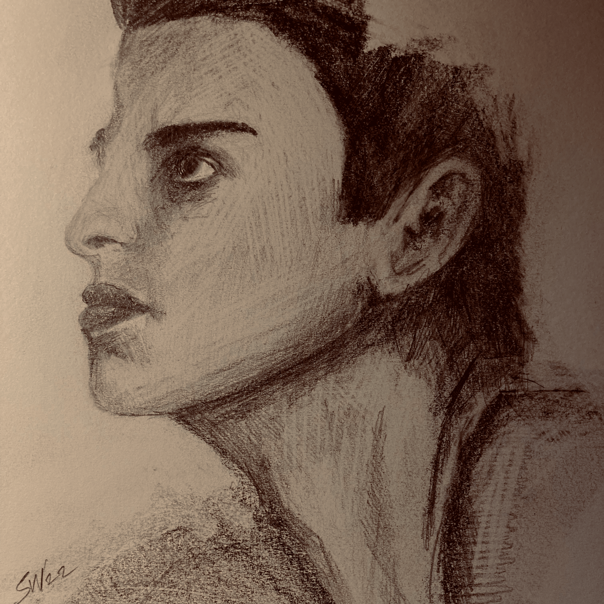 Sketchbook head (pencil, 20220512) Stephen J. Williams