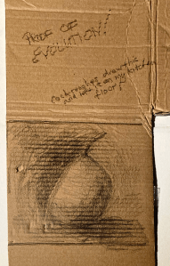 Proof of evolution (pencil on cardboard, 20220506) Stephen J. Williams