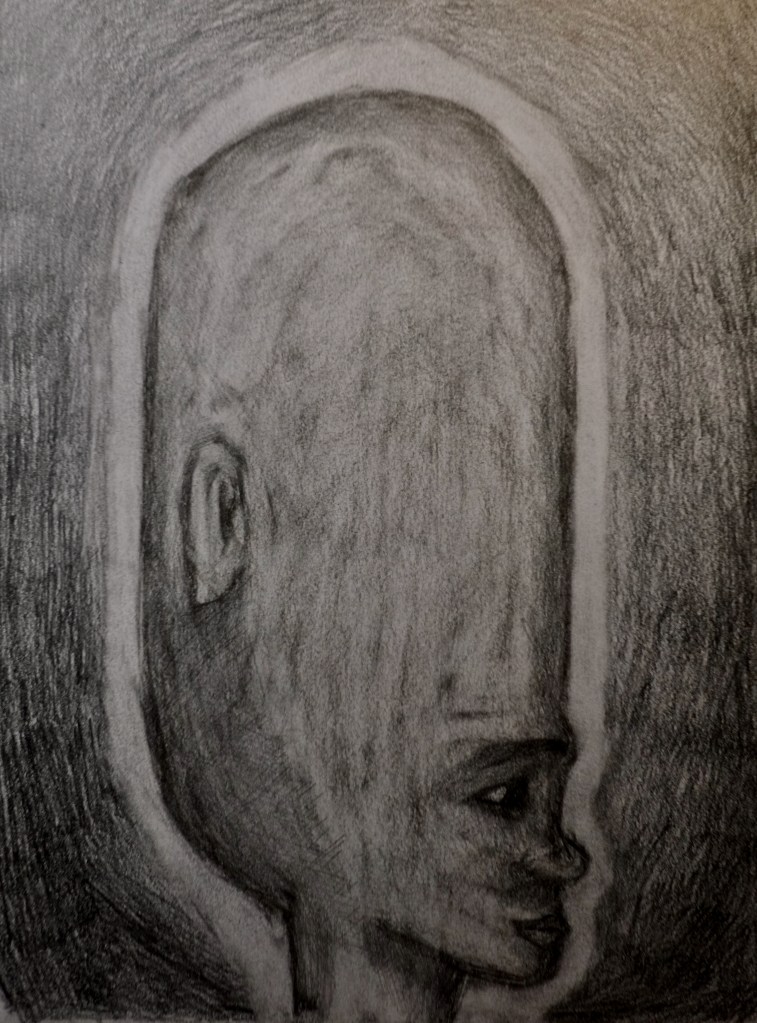 He won't say what he's thinking (pencil and charcoal, 20220619) Stephen J. Williams