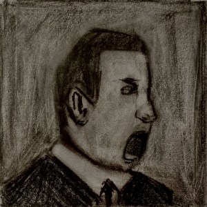 Shouting and pointing I (charcoal and chalk, 20220802) Stephen J. Williams