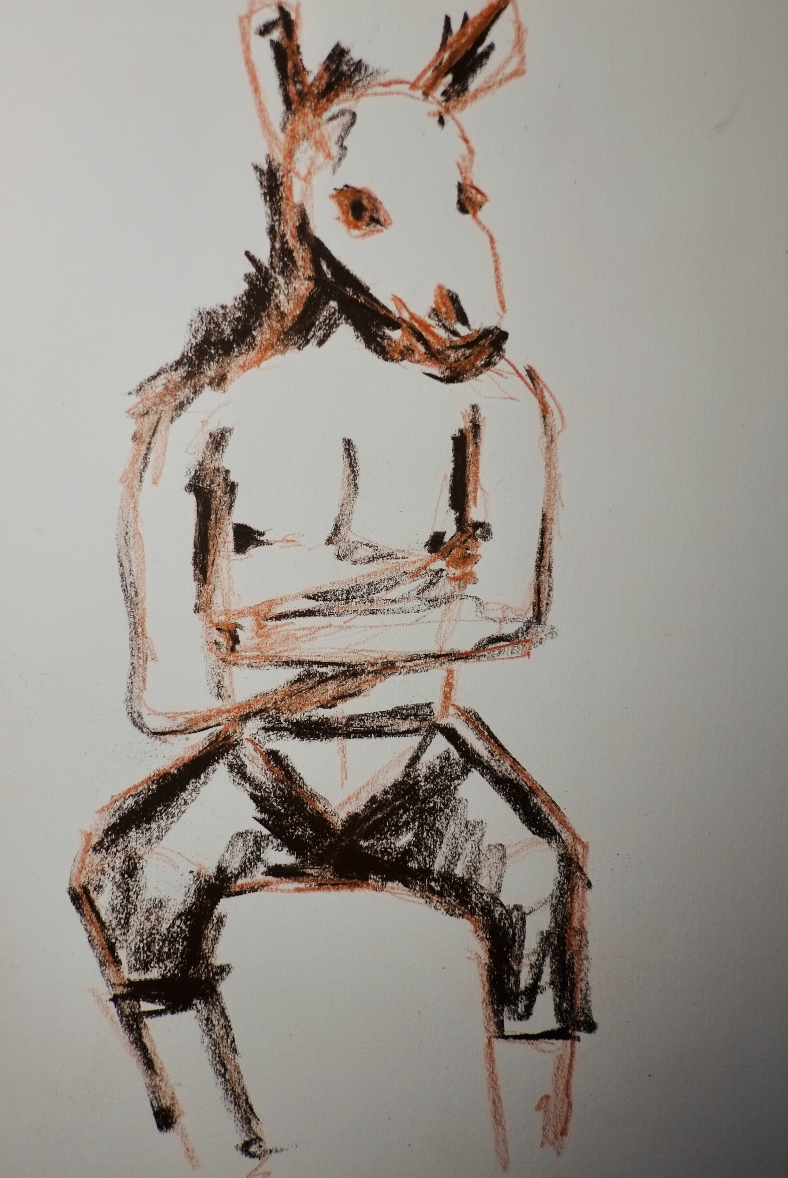 Sketch for a portrait of Balthasar on the body of Teddy Roosevelt (charcoal, 20220805) Stephen J. Williams