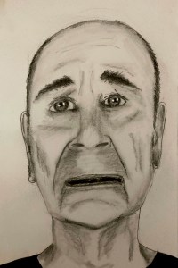 Lindsay Kemp expression (pencil and acrylic on paper, 20230323) Stephen J. Williams