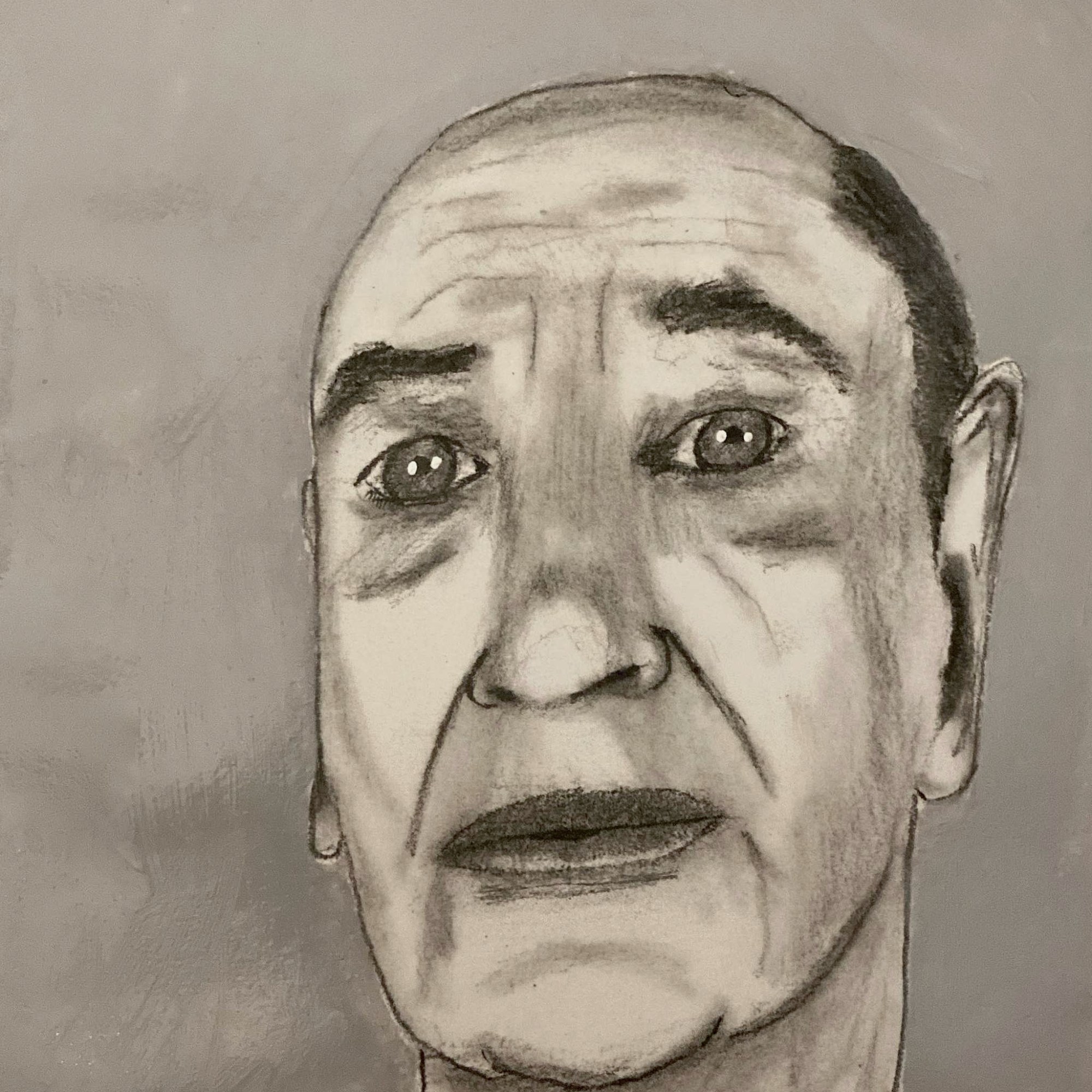 Lindsay Kemp expression (pencil and acrylic on paper, 20230325) Stephen J. Williams