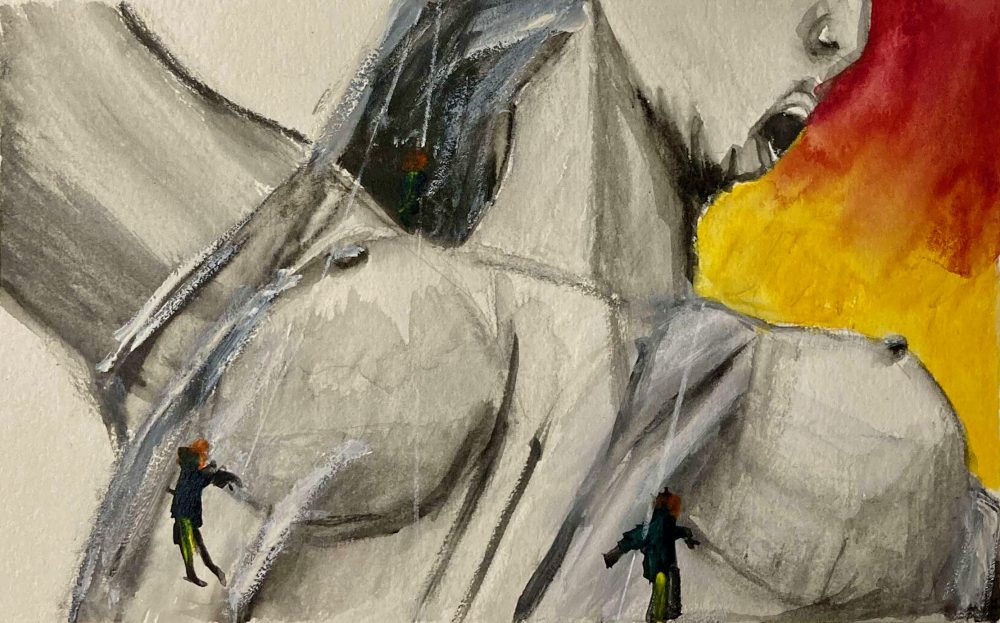 Firefighters in Russia (watercolor and acrylic on paper, 20230414) Stephen J. Williams