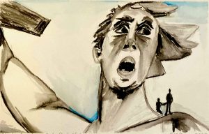 View from the motheerland's shoulder (watercolor, 20230413) Stephen J. Williams