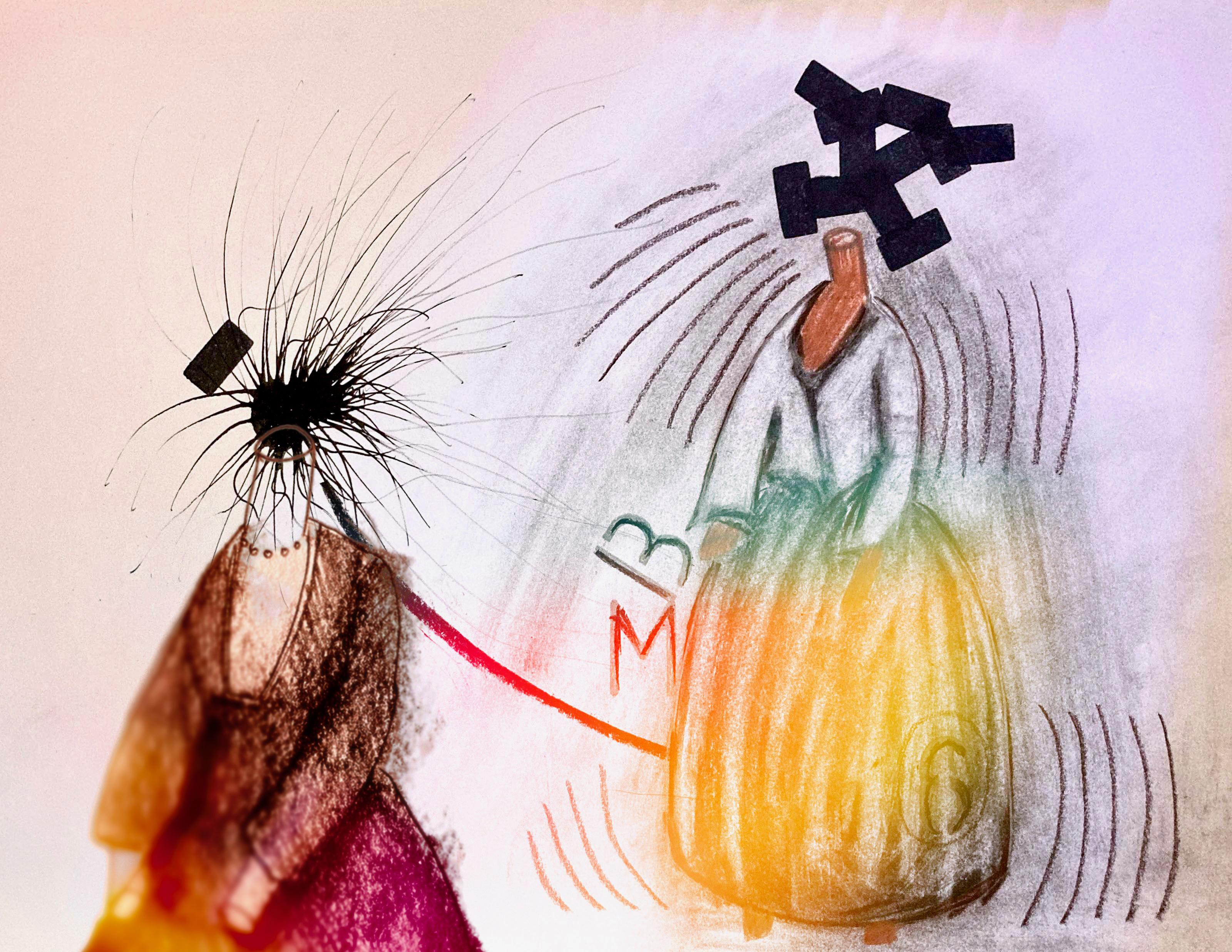 Dialog of the fantasists (pencil, ink, and digital collage, 20230713) Stephen J. Williams