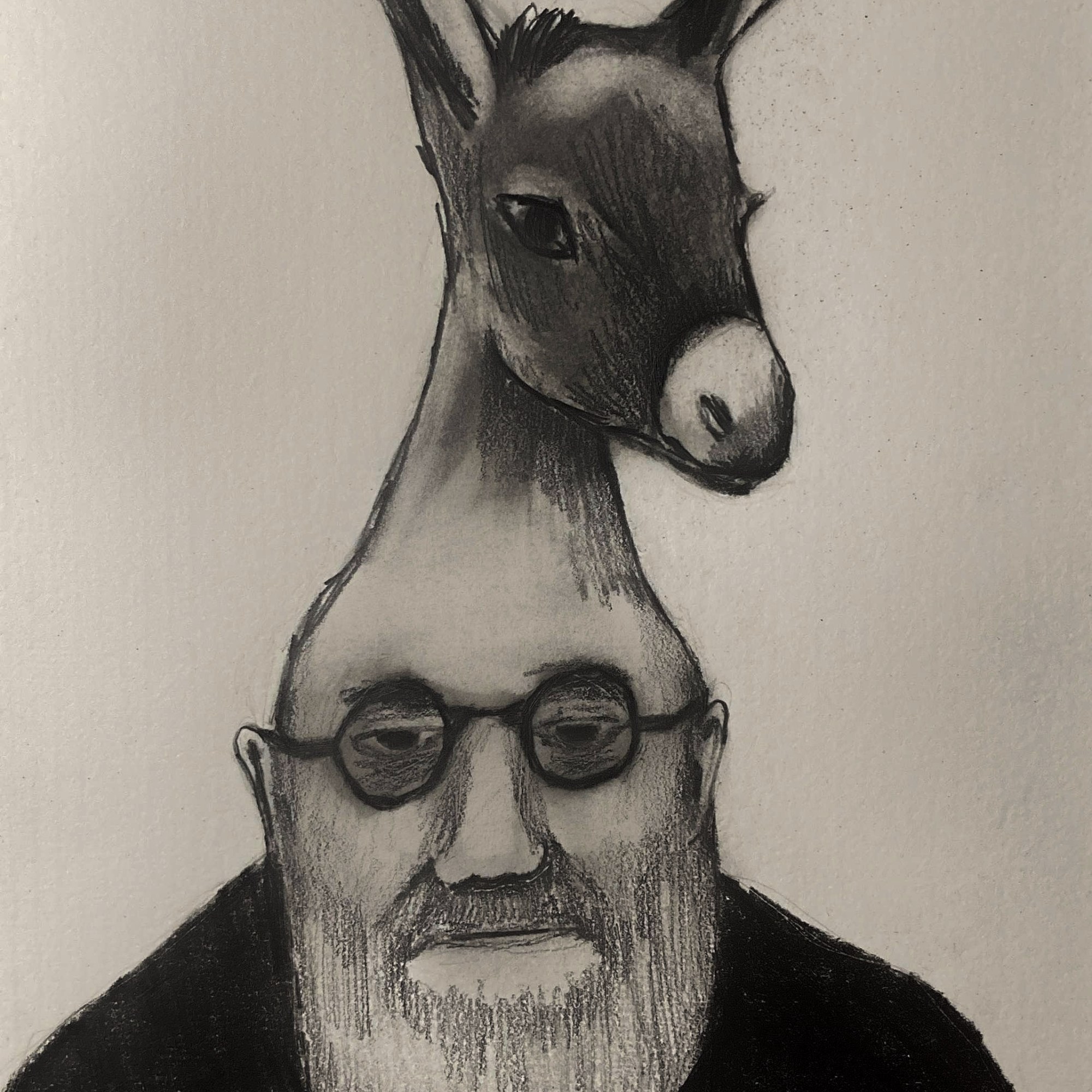 The man with two brains (pencil, 20240401) Stephen J. Williams