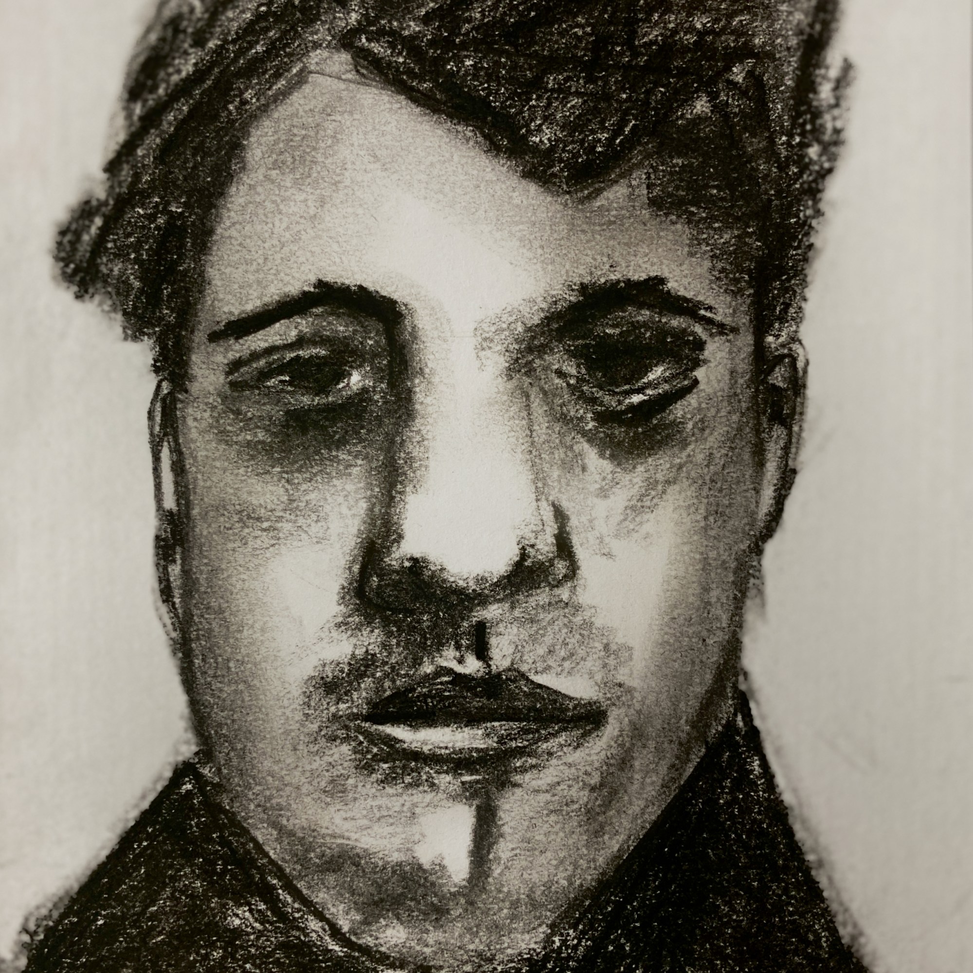 Hans Niemann, the devil (charcoal, 20240524) Stephen J. Williams