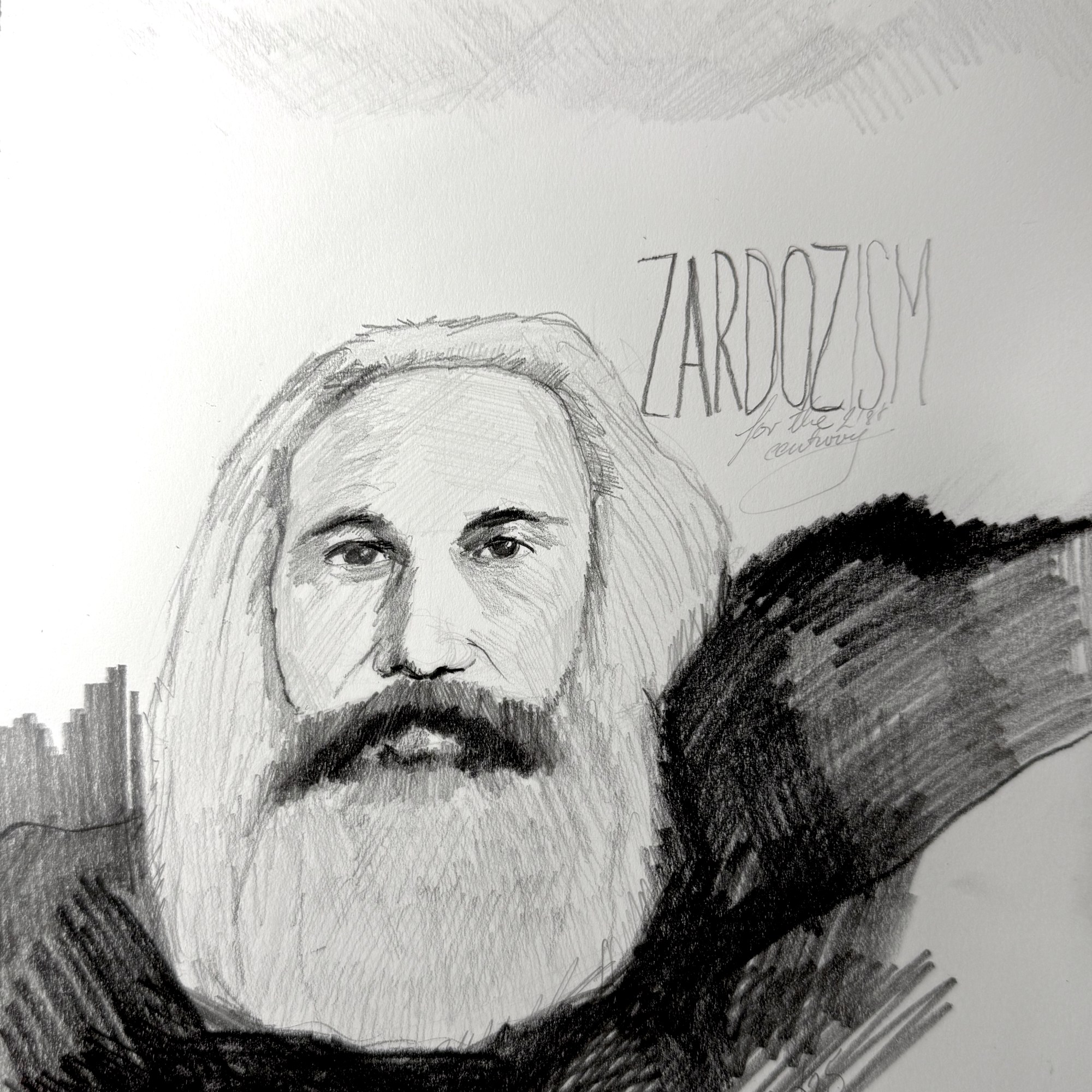 Zardozism for the 21st century (pencil, 2025) Stephen J. Williams