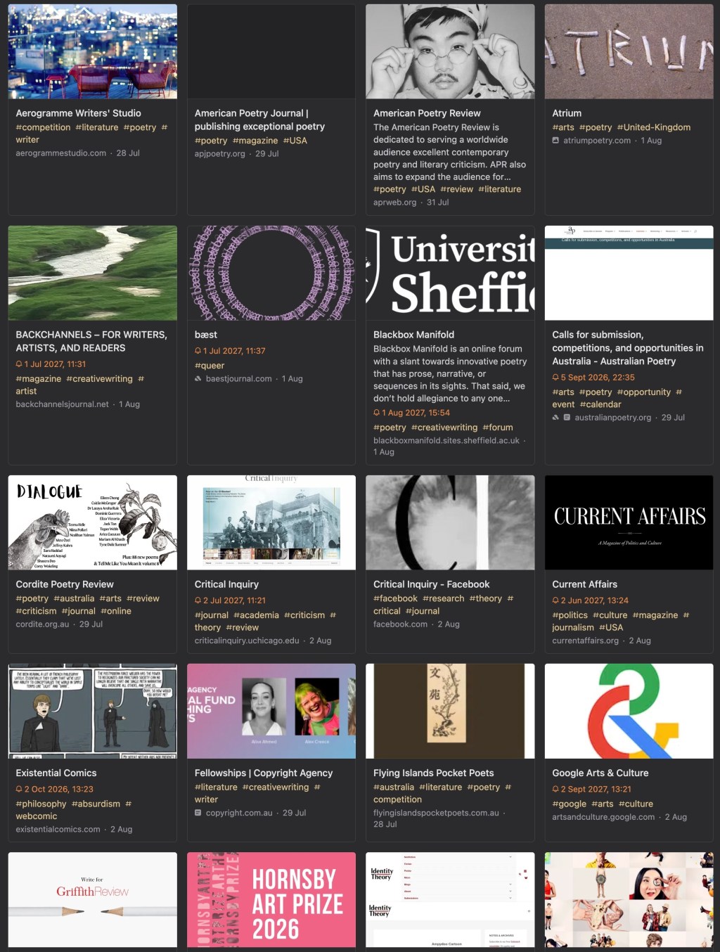 Updated reading (and looking) lists